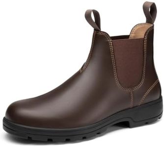 Rihero Mens Chelsea Boots Ankle Brown Slip On Work Boots for Men Size 8