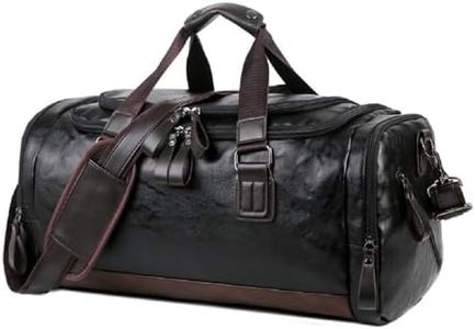 OCCIENTEC Small Holdall Pu Leather Gym Bag Travel Duffle Bag with Multiple Pockets Weekend Overnight Bag for Men and Women (Black-20L)