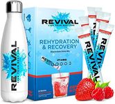 Revival Rapid Rehydration Starter Pack - 500ml Steel Water Bottle with 1 x 6 Packs Electrolytes Powder Sachets - Summer Fruits