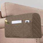 H.VERSAILTEX Couch Arm Covers Water Resistant Armrest Covers for Sofa Remote Control Holder Sofa Armrest Organizer for Magazine, Tablet, Phone, iPad(Set of 2, Taupe/Beige)