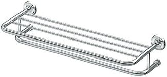 Gatco 5376 Designer II Bathroom Spa Towel Rack, 24", Chrome | Wall Mounted Stainless Steel 26.50" W X 5.68" H X 10" D Towel Holder Rack with Towel Bar for Bathroom