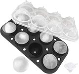 Karp Flexible Ice Trays With Lid - 8 X 4.5 Cm Silicone Sphere Ice Molds - Ice Ball Maker With Funnel For Whiskey, Cocktails, And More - Flexible, Stackable, And Reusable - Bpa-Free - Black