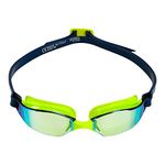 Aqua Sphere XCEED Adult Swim Goggles - Curved Lens Technology, Adjustable Nose Bridge - Ideal Partner for Performance Swimmers - Yellow Titanium Mirror Lens / Yellow + Navy Frame