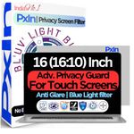 PxIn 16 Inch (16:10) Privacy Screen Filter - NO Eye Strain | Anti-Blue Light + Anti-Glare | No Dry Eyes | Privacy Screen Protector | Touch Screen Enabled
