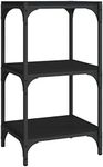 vidaXL Engineered Wood and Steel Book Cabinet in Black - Industrial Style, TV Cabinet, 3-Shelf Organizer, Versatile Use, Sturdy Frame