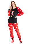 Disney Womens Pyjamas, Fleece Loungewear and Fluffy Socks Stitch Gift Set (Black/Red Minnie, S)