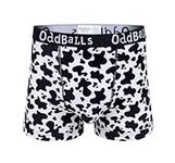 OddBalls | Men's Boxers Shorts | Men's Underwear | Loungewear | Hipster Boxer Briefs | Cotton Boxers | Elastic Waistband | Fat Cow | 1 Pack | Medium