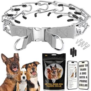 PetJett Prong Collar for Dogs - No Pull Choke Collar for Dogs, Pinch Collar for Dog, Adjustable Training Collar & Walking Tool for Small, Medium, or Large Breed - Stainless Steel Metal Choker Chain