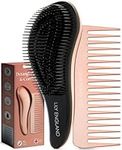 Lily England Detangle Hair Brush & Wide Tooth Comb Set - Lightweight Detangler for Women, Kids & Toddlers with Flexible Bristles - Detangling Comb & Hairbrush Kit for All Hair Types, Rose Gold