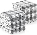 Utopia Towels Plaid Check Dish Towels, 15 x 25 Inches, 100% Ring Spun Cotton Super Absorbent Linen Kitchen Towels, Soft Reusable Cleaning Bar and Tea Towels Set (12 Pack, Grey and White)