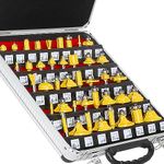 TAIWAIN 41 Pcs Tongue and Groove Router Bit Set 1/4-Inch Shank, Rail Stile Finger Joint Router Bit,Woodworking Wood Door Cabinet Drawer Cutter for Density Boards, Chipboard (F-T2AZ)