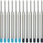 Onwon 30 Pieces Replaceable Ballpoint Pen Refills 1.0mm Medium Point Metal Refill Smooth Writing Ball Point Pen Refills Black & Blue Ink