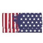 Jeiento American Flag Trifold Leather Wallets for Women Purse Travel Business Handbag Girls Party Clutch Bag Phone Holder