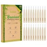 Isshah Biodegradable Bamboo Handle Interdental Brushes Between Teeth Cleaner Deep Clean Toothpick, Size 2 (0.5mm), 40 Count