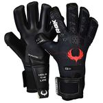 Renegade GK Limited Edition Rogue Quantum Goalie Gloves with Pro-Tek Fingersaves | 4mm Giga Grip & Neoprene | Black & Red Soccer Goalkeeper Gloves (Size 9, Youth-Adult, Negative Cut, Level 4+)