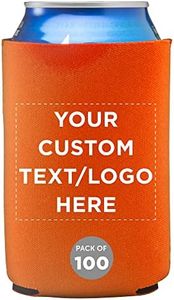 Custom Neoprene Collapsible Can Coolers 12 oz. Set of 100, Personalized Bulk Pack - Great for Weddings, Parties, Anniversary, Indoor & Outdoor Events - Neon Orange