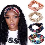 DRESHOW 4 Pack Boho Headbands for Women Yoga Workout Running Headband Wide Head Wrap Hair Band Accessories