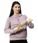 True Shape Feeding Hoodies for Women | Knitted Fleece Maternity Hooded Sweatshirt with Concealed Zip for Nursing & Pregnancy (TSS-107-S, Lilac)