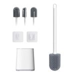 Ibergrif Silicone Toilet Brushes & Holders, Deep Cleaner, with Quick Drying Holder Set for Bathroom, White M34151-2