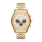 Michael Kors Lexington Chronograph Stainless Steel Watch, Gold Tone w/Pave Dial, MK8494