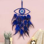 Zingtsing Evil Eye Dream Catcher Hanging Decor Cute Blue Eye Style Dream Catcher Wall Hanging Ornament for Living Room Hallway Window (Big Eye)