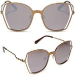 DIFF Donna III Oversized Sunglasses for Women UV400 Protection, Lightweight Wire Vintage, Copper Metal + Brown Gold Flash