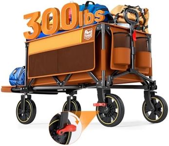 Timber Ridge 49" Extra Long Collapsible Folding Wagon with Tailgate and Brakes, 250L Capacity All-Terrain Wagon Carts Foldable, 300lbs Portable Cart for Dog, Garden, Outdoor Camping Sports, Orange