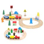 Wooden Train Tracks Toys for Toddler, 33 Pieces Magnetic Train with Wooden Tracks Fits for Thomas, Brio, Chuggington, Melissa and Doug, Wooden Rail Set Train Toy gifts for 3 4 5 Years Old Girls & Boys