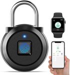 Gym Locker Padlock Fingerprint Padlock eLinkSmart - Waterproof Keyless Smart Lock Bluetooth App Authorized View Record Combination Padlock for School Gym Locker Gun Case Field Box Black