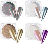 beetles Gel Polish Chrome Nail Powder Mirror Effect Holographic Shell Mirror Kit for Gel Polish Nail Art Decoration 4 Colors 0.5g/Jar​