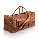 Komal's Passion Leather Leather Duffel Bag 30 inch Large Travel Bag Gym Sports Overnight Weekender Bag Brown 30 inch