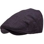 Men's Linen Flat Ivy Gatsby Summer Newsboy Hats, Navy, Large-X-Large