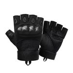 AUTOGUYS HF-1 Half-Finger Bike Riding Gloves TPR Knuckle Protection Tactical Hand Gloves for Bike - Bike Gloves Men Bike Accessories Washable Fabric (Size: L, Black)