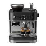 PHILIPS Barista Brew Semi Automatic Espresso Machine - Single & Double Espresso + Americano Button, 250g Bean Container, Intuitive Guidance, Calibrated Tamping, Metal Black (PSA3218/10)