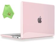 UESWILL Compatible with 2021-2023 MacBook Pro 14 inch Case Model A2442/A2779/A2918/A2992 with M1 M2 M3 Pro/Max chip & Touch ID, Glossy See-through Crystal Case Cover, Jelly Pink