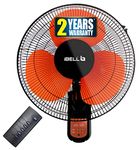 IBELL VIVA03WF High Speed Wall Fan with Remote, 3 Leaf, 406mm, Low Noise Motor (Orange in Black)