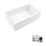 Turner Crisp White Fireclay Farmhouse Apron Kitchen Sink and Care Kit, 30" Single Bowl