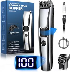 Beard Trimmer Men, Hair Clippers Men Electric Shavers with Zoom Wheel(1-10mm), Cordless Hair Clippers with Battery Indicator,Electric Razor USB Rechargeable Facial Hair Trimmer,Body Hair Grooming Kits