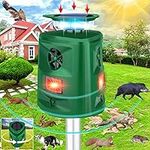 Ultrasonic Animal Repeller,360°Solar Pest Repellent,Cat Repellent Outdoor,Squirrels Repellent with Motion Sensor & Flashing Light, Repel,Rabbit,Raccoon,Dog,Bird