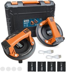 MASTER DEPOT Electric Suction Cups for Glass, 440 LBS Max Load, 8" Heavy Duty Suction Cups Lifter with 4X 2400mAh Batteries,Auto Start Pump, Display, for Lifting Glass, Tile, Metal, Wood, 2 Pack