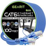 GearIT Cat6 Ethernet Cable CCA (100 feet) LAN Network Cord, UTP, Internet, Cat 6 Network Cable - Blue, 100ft