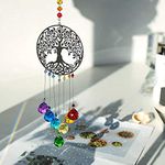 H&D HYALINE & DORA Suncatcher Window Hanging Ornament, Rainbow Maker Crystal Ball Drop Decor,Tree of Life