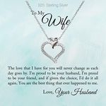 Mothers Day Necklace for my wife - Genuine 925 Sterling Silver Heart Necklace - Necklace for Wife - Heart Necklace for Wife - 925 Sterling Silver Necklace - Birthday Present for Wife - Jewellery for Wife - Gift from Husband - Necklace from Husband to Wife - Valentines Gift to wife -Necklace for Wife