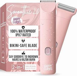 HAPPY CURVES Smoothie 2.0 Bikini Trimmer - Electric Razor for Women, Waterproof Hair Groomer with Adjustable Guards, Personal Shaver for Pubic Hair, Ladies Intimate Shaver and Body Trimmer (Guava)