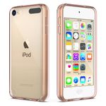 iPod Touch 7 Case, iPod Touch 6 Case, iPod Touch 5 Case, ULAK Clear Slim Soft TPU Bumper PC Back Hybrid Case Cover for iPod Touch 5th / 6th / 7th Generation (Latest Model),Rose Gold