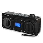 Avantree Boombyte - Portable FM Radio with Bluetooth Speaker, Dual Drivers (14W), High Volume Stereo Sound, Micro SD Card Slot, and USB Port Audio Input, 17 Hours Rechargeable MP3 Player