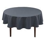 Hiasan Waterproof Grey Round Tablecloth, 60 Inch Washable Polyester Table Cloth for Dining Room Round Tables, Stain Resistant and Spillproof Table Cover