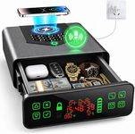 Biometric Smart Safe with Wireless Charging, Voice Unlock Drawer Safe