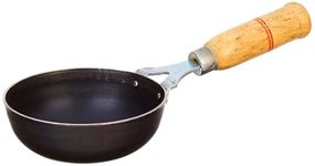 Nutlase Pre-Seasoned Iron Tadka Pan with Wooden Handle - Small 15 cm/6 inch, 0.4Ltr, 0.4kg | Gas Compatible / 100% Pure & Toxin-Free, No Chemical Coating