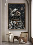 Artsense premium cat astronaut canvas Painting For Wall Decoration Abstract Wall art For Living Room Big Size Painting With Frame-Multicolor -20X30 Inches/(50X71Cm) (cat)